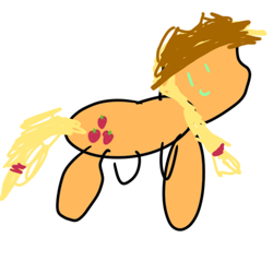 Size: 768x768 | Tagged: safe, artist:lokloy, applejack, earth pony, pony, g4, 1000 hours in ms paint, female, looking at you, mare, quality, simple background, smiling, smiling at you, solo, white background