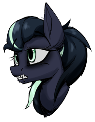 Size: 1478x1889 | Tagged: safe, artist:luxsimx, oc, oc only, oc:arkessa, demon, demon pony, pony, fangs, female, lip piercing, mare, piercing, simple background, snake bites, solo, transparent background