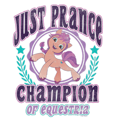 Size: 750x800 | Tagged: safe, sunny starscout, earth pony, pony, g5, my little pony: a new generation, official, 2d, cropped, design, female, just prance, mare, merchandise, shirt design, simple background, solo, text, transparent background