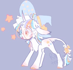 Size: 1106x1066 | Tagged: safe, artist:ripteeth, oc, oc only, pony, unicorn, bow, curved horn, freckles, glasses, hat, heterochromia, horn, leonine tail, open mouth, smiling, solo, tail, tail bow, witch hat