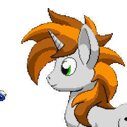 Size: 576x576 | Tagged: safe, artist:kelvin shadewing, oc, oc only, oc:electric blue, oc:gentlesteps, pegasus, unicorn, animated, cute, fetish, gif, macro, male, micro, pixel art, safe vore, soft vore, stallion, swallowing, vore, willing prey, willing vore