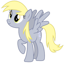 Size: 2888x2804 | Tagged: safe, artist:sketchmcreations, derpy hooves, pegasus, pony, g4, slice of life (episode), female, high res, mare, raised hoof, simple background, smiling, solo, spread wings, transparent background, vector, wings