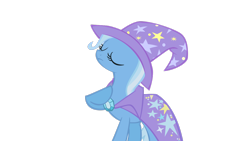 Size: 3266x1837 | Tagged: safe, artist:mr-loco-moto, trixie, pony, unicorn, g4, brooch, cape, clothes, eyes closed, female, hat, jewelry, mare, simple background, solo, transparent background, trixie's brooch, trixie's cape, trixie's hat, vector