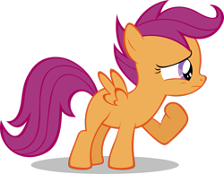 Size: 2777x2160 | Tagged: safe, artist:zapapplejam, scootaloo, pegasus, pony, g4, female, filly, foal, high res, shadow, simple background, solo, transparent background, vector