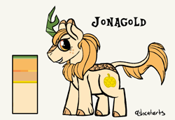 Size: 1287x883 | Tagged: safe, artist:ashcatarts, oc, oc only, oc:jonagold, pony, female, freckles, interspecies offspring, kirin hybrid, kirin pony hybrid, mare, offspring, parent:autumn blaze, parent:big macintosh, simple background, solo, white background