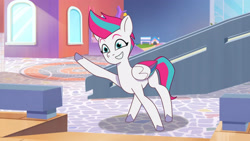 Size: 3410x1920 | Tagged: safe, screencap, zipp storm, pegasus, pony, g5, maretime bay day 2.0, my little pony: tell your tale, spoiler:g5, spoiler:my little pony: tell your tale, spoiler:tyts01e11, female, grin, high res, mare, smiling, solo