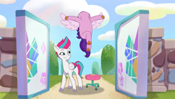 Size: 3410x1920 | Tagged: safe, screencap, pipp petals, zipp storm, pegasus, pony, g5, maretime bay day 2.0, my little pony: tell your tale, spoiler:g5, spoiler:my little pony: tell your tale, spoiler:tyts01e11, duo, female, high res, mare, smiling, spread wings, wings