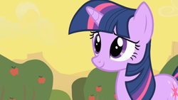 Size: 1920x1080 | Tagged: safe, screencap, twilight sparkle, pony, unicorn, g4, my little pony: friendship is magic, over a barrel, season 1, apple, apple tree, female, mare, solo, tree, unicorn twilight