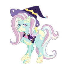 Size: 3624x3917 | Tagged: safe, artist:vernorexia, oc, oc:cordelia, alicorn, pony, bow, cape, cloak, clothes, commission, female, hat, heterochromia, high res, magic, magic wand, magical girl, markings, shawl, simple background, small wings, solo, spotted, stars, transparent background, wings, witch hat
