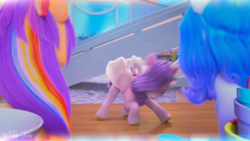 Size: 1126x633 | Tagged: safe, screencap, izzy moonbow, pipp petals, sunny starscout, earth pony, pegasus, pony, unicorn, g5, my little pony: make your mark, my little pony: make your mark chapter 1, spoiler:my little pony: make your mark, crystal brighthouse, female, mane stripe sunny, mare, multicolored mane, trio, youtube link