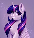 Size: 3301x3680 | Tagged: safe, artist:ske, twilight sparkle, alicorn, pony, bust, female, folded wings, grin, high res, horn, mare, smiling, solo, twilight sparkle (alicorn), wings