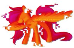 Size: 540x354 | Tagged: safe, artist:anon-star, fluttershy, pegasus, pony, g4, dialogue, error, evil, evil fluttershy, female, glitch, mare, no eyes, simple background, slenderpony, smiling, solo, spread wings, text, transparent background, wings