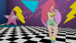 Size: 1280x720 | Tagged: safe, artist:aelias, pinkie pie, human, equestria girls, g4, 3d, animated, armband, clothes, dancing, dumbbells, female, leg warmers, second life, shorts, sound, webm, workout outfit