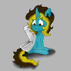 Size: 3000x3000 | Tagged: safe, artist:sweet, oc, oc:sweet disaster, pony, unicorn, but why, commission, commissioner:reversalmushroom, funny, high res, simple background, toilet, toilet butt pony, toilet transformation, wat