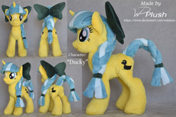 Size: 1485x990 | Tagged: safe, artist:wdeleon, oc, oc:ducky ink, pony, unicorn, commission, female, irl, mare, multiple angles, photo, plushie, solo, standing