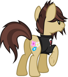 Size: 984x1101 | Tagged: safe, artist:lightningbolt, derpibooru exclusive, earth pony, pony, .svg available, butt, clothes, frown, looking at you, looking back, looking back at you, male, panic! at the disco, plot, ponified, raised hoof, raised tail, ryan ross, shirt, simple background, solo, stallion, svg, t-shirt, tail, transparent background, underhoof, vector