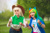 Size: 1280x854 | Tagged: safe, artist:mokachinchin, artist:seabeersky, applejack, rainbow dash, human, equestria girls, g4, applejack's hat, clothes, cosplay, costume, cowboy hat, duo, hat, irl, irl human, photo