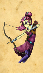 Size: 1024x1721 | Tagged: safe, artist:uweboll666, sour sweet, human, equestria girls, g4, my little pony equestria girls: friendship games, 2018, archery clothes, arrow, bow (weapon), bow and arrow, female, friendship games archery outfit, friendship games outfit, solo, tri-cross relay outfit, weapon