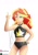 Size: 724x1024 | Tagged: safe, artist:axeldraw1, sunset shimmer, human, equestria girls, g4, bare shoulders, bikini, clothes, eyebrows, eyebrows visible through hair, female, hand on hip, human coloration, one eye closed, signature, simple background, sleeveless, solo, sunset shimmer's beach shorts swimsuit, swimsuit, white background