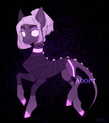 Size: 1139x1280 | Tagged: safe, artist:meggychocolatka, oc, oc only, earth pony, pony, choker, clothes, colored hooves, concave belly, earth pony oc, solo, thin, white eyes