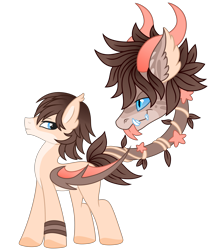 Size: 1280x1498 | Tagged: safe, artist:lupulrafinat, oc, oc only, cow plant pony, monster pony, original species, plant pony, pony, augmented, augmented tail, bat wings, closed species, colored hooves, ear fluff, forked tongue, horns, male, plant, simple background, stallion, tail, transparent background, wings