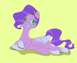 Size: 2800x2300 | Tagged: safe, artist:hdthefox1, pipp petals, pegasus, pony, g5, female, high res, simple background, solo, yellow background