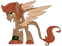 Size: 1280x948 | Tagged: safe, artist:lupulrafinat, oc, oc only, sphinx, ear fluff, leopard print, male, simple background, smiling, solo, sphinx oc, transparent background, wings