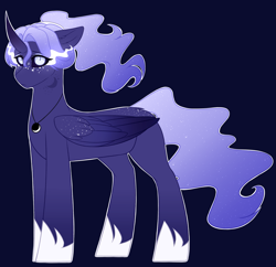 Size: 1835x1778 | Tagged: safe, artist:purplegrim40, oc, oc only, alicorn, pony, alicorn oc, female, freckles, hoof shoes, horn, jewelry, mare, necklace, offspring, parent:king sombra, parent:princess luna, parents:lumbra, simple background, sombra eyes, wings