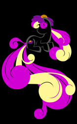 Size: 850x1360 | Tagged: safe, artist:bamboodog, oc, oc only, earth pony, pony, black background, flower, lineart, minimalist, simple background, solo