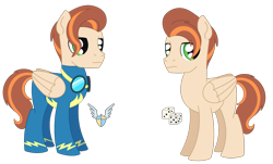 Size: 1911x1152 | Tagged: safe, artist:dyonys, oc, oc:cinnamon, oc:ginger, pegasus, pony, brothers, cutie mark, male, siblings, simple background, stallion, transparent background, twins, wonderbolts