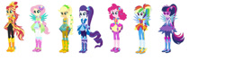 Size: 1024x355 | Tagged: safe, artist:darkyshadix, applejack, fluttershy, pinkie pie, rainbow dash, rarity, sci-twi, sunset shimmer, twilight sparkle, human, equestria girls, g4, boots, cowboy boots, crystal guardian, high heel boots, humane five, humane seven, humane six, shoes