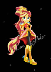 Size: 752x1063 | Tagged: safe, artist:mira.veike, sunset shimmer, human, equestria girls, g4, boots, crystal guardian, high heel boots, shoes, solo