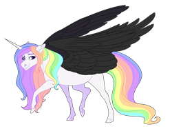 Size: 2500x1900 | Tagged: safe, artist:uunicornicc, oc, oc only, alicorn, pony, alicorn oc, colored wings, female, horn, mare, simple background, solo, transparent background, wings