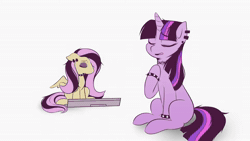 Size: 1920x1080 | Tagged: safe, artist:makaryo, fluttershy, twilight sparkle, pegasus, pony, unicorn, g4, animated, choker, drum kit, drums, duo, ear piercing, electric guitar, emo, emo twilight, emoshy, eyes closed, eyeshadow, fall for you, falling in reverse, floppy ears, guitar, helena, intentionally bad, keyboard, makeup, musical instrument, my chemical romance, piercing, rain, redraw, secondhand serenade, singing, sound, spiked wristband, talknet, the drug in me is you, unicorn twilight, video, we're emo, webm, welcome to the black parade, wristband