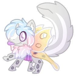 Size: 1507x1492 | Tagged: safe, artist:michini, oc, oc only, oc:meruen, changeling, hybrid, changeling oc, chest fluff, chibi, cute, requested art, simple background, solo, tail, tailmouth, tongue out, transparent background