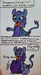 Size: 2205x4000 | Tagged: safe, artist:eternaljonathan, sphinx, blatant lies, comic, pregnant, traditional art, whiteboard