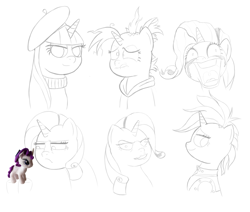 Size: 828x703 | Tagged: safe, artist:realgero, rarity, pony, unicorn, fame and misfortune, g4, it isn't the mane thing about you, sweet and elite, alternate hairstyle, derp, plushie, punk, raripunk, sketch, stare