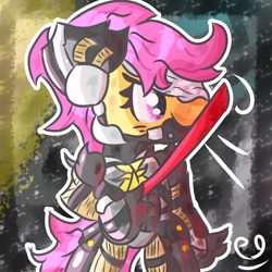 Size: 2000x2000 | Tagged: safe, artist:papacruda09, scootaloo, cyborg, pegasus, pony, g4, blood, clothes, cosplay, costume, female, high res, mare, metal gear, metal gear rising, samuel rodrigues