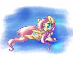 Size: 3300x2550 | Tagged: safe, alternate version, artist:leadhooves, fluttershy, pegasus, pony, cute, female, high res, lying down, mare, prone, shyabetes, solo