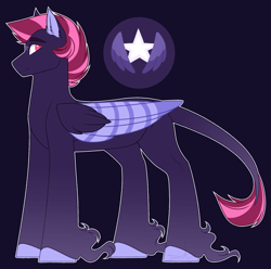 Size: 1811x1800 | Tagged: safe, artist:purplegrim40, oc, oc only, hybrid, pegasus, pony, hoof fluff, interspecies offspring, male, offspring, parent:discord, parent:twilight sparkle, parents:discolight, pegasus oc, purple background, simple background, stallion, wigns