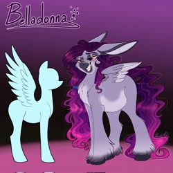 Size: 2048x2048 | Tagged: safe, alternate version, artist:unfinishedheckery, oc, oc only, oc:belladonna, donkey, hybrid, pegasus, pony, bedroom eyes, chubby, digital art, female, floppy ears, high res, mare, reference sheet, solo, spread wings, tail, textless version, wings