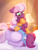 Size: 1639x2160 | Tagged: safe, artist:not_texmex, derpibooru exclusive, cheerilee, scootaloo, earth pony, pegasus, pony, g4, bed, bedroom, clothes, cuddling, cutie mark on clothes, hug, pajamas, platonic, platonic cuddling, scootalove, warm