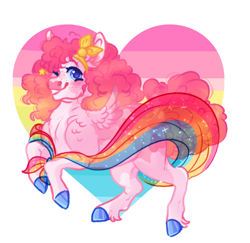 Size: 1700x1650 | Tagged: safe, artist:cactiflowers, pinkie pie, earth pony, pony, g4, one eye closed, pansexual pride flag, pride, pride flag, simple background, solo, white background, wink