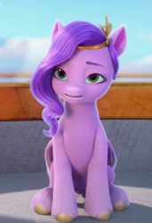 Size: 650x950 | Tagged: safe, screencap, pipp petals, pegasus, pony, g5, my little pony: make your mark, my little pony: make your mark chapter 1, spoiler:my little pony: make your mark, cropped, female, mare, sitting, solo
