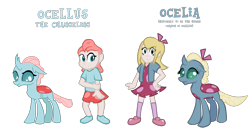 Size: 1300x700 | Tagged: safe, artist:tarkan809, ocellus, changeling, human, g4, changelingified, clothes, duo, duo female, female, humanized, ocelia, simple background, species swap, transparent background, vector