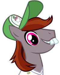 Size: 6500x8125 | Tagged: safe, derpibooru exclusive, edit, vector edit, oc, oc only, oc:funny jo, cap, hat, male, open mouth, overbite, recolor, simple background, smiling, solo, stallion, teeth, transparent background, turnip, vector