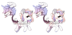 Size: 655x324 | Tagged: safe, artist:dammmnation, oc, oc only, cow plant pony, monster pony, original species, plant pony, augmented, augmented tail, base used, closed species, duo, horns, plant, simple background, tail, transparent background