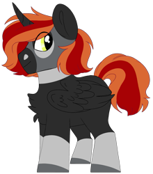 Size: 1365x1549 | Tagged: safe, artist:moonert, oc, oc only, alicorn, pony, alicorn oc, chest fluff, colored hooves, eye clipping through hair, horn, male, simple background, smiling, solo, stallion, transparent background, wings