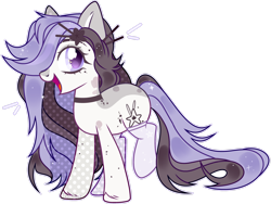 Size: 1920x1442 | Tagged: safe, artist:toffeelavender, oc, oc only, earth pony, pony, base used, choker, clothes, earth pony oc, female, hairpin, mare, open mouth, simple background, smiling, socks, transparent background