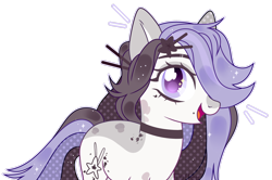 Size: 1920x1273 | Tagged: safe, artist:toffeelavender, oc, oc only, earth pony, pony, base used, choker, earth pony oc, hair over one eye, hairpin, simple background, solo, transparent background
